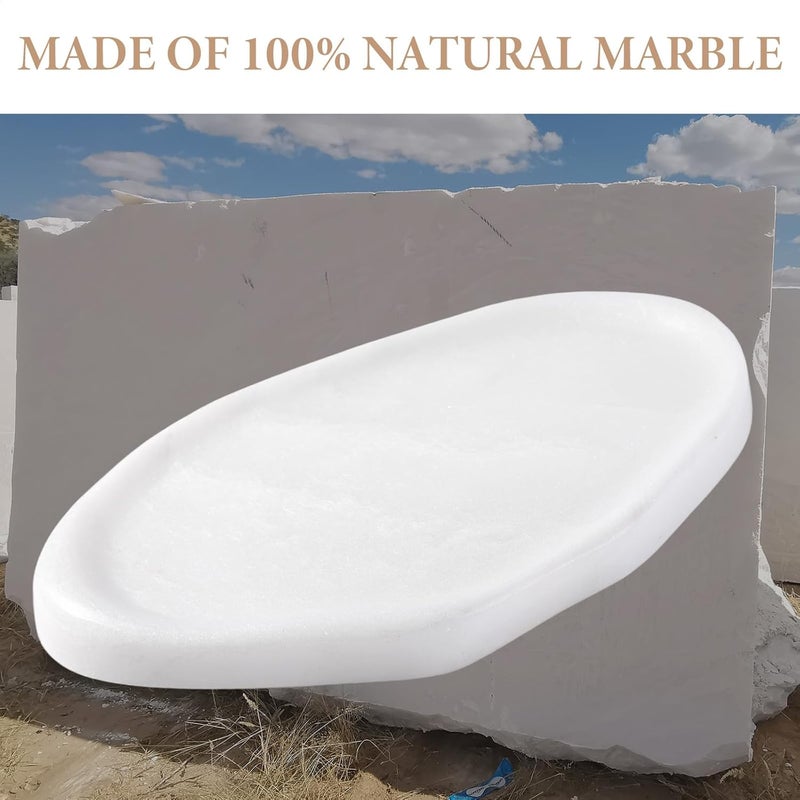 Koville Luxurious White Marble Vanity Tray, Cloud Shape Serving Stone Key Tray for Home Decor, 10" x 7" Marble Storage Trays for Bathroom, Stone Plate Holder for Perfume, Candle and Jewelry - Image 4